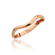 14K Solid Gold Chevron Curved Dome Ring Y351