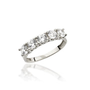 14K Solid Gold U Shaped Five Stone Ring Y378