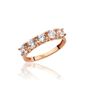 14K Solid Gold U Shaped Five Stone Ring Y378