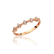 14K Solid Gold Five Stone Ring Y381