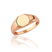 14K Solid Gold Octagon Signet Ring Y277