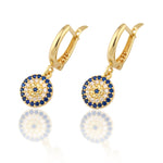 Load image into Gallery viewer, 14K Solid Gold Evil Eye Earrings E24
