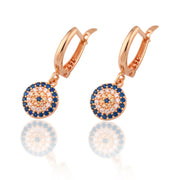 14K Solid Gold Evil Eye Earrings E24