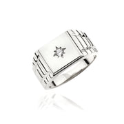 14K Solid Gold North Star Men Ring EY26