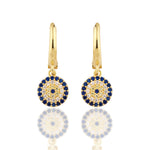 Load image into Gallery viewer, 14K Solid Gold Evil Eye Earrings E24
