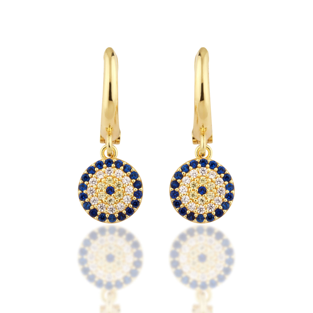 14K Solid Gold Evil Eye Earrings E24