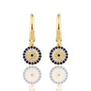 14K Solid Gold Evil Eye Earrings E24