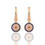 Load image into Gallery viewer, 14K Solid Gold Evil Eye Earrings E24
