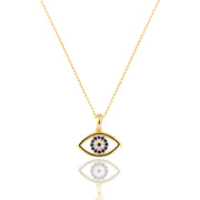 14K Solid Gold Evil Eye Necklace K128