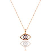 14K Solid Gold Evil Eye Necklace K128