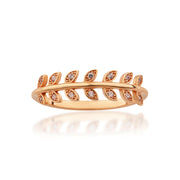14K Solid Gold Olive Leaf Ring Y335