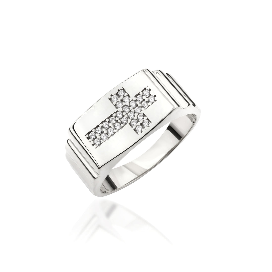 14K Solid Gold Men Cross Ring EY27