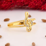 14K Solid Gold Treble Clef Ring Y296