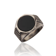 14K Solid Gold Men Onyx Stone Ring EY29