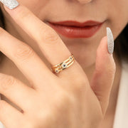 14K Solid Gold Evil Eye Ring Y243