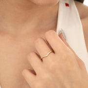 14K Solid Gold V Ring Y241