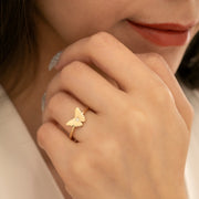 14K Solid Gold Butterfly Ring Y247