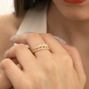 14K Solid Gold Crown Ring Y245