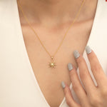 Load image into Gallery viewer, 14K Solid Gold Sun Necklace K115
