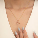 Load image into Gallery viewer, 14K Solid Gold Moon&amp;Star Necklace K119
