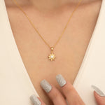 Load image into Gallery viewer, 14K Solid Gold Sun Necklace K113
