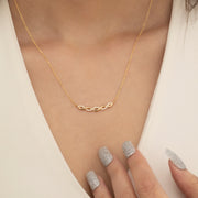 14K Solid Gold Braid Necklace K124