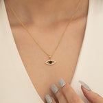 Load image into Gallery viewer, 14K Solid Gold Evil Eye Necklace K116
