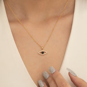 14K Solid Gold Evil Eye Necklace K116