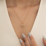 Load image into Gallery viewer, 14K Solid Gold Crown Necklace K126
