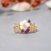 14K Solid Gold Magnolia Ring Y244