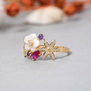 14K Solid Gold Magnolia Ring Y244