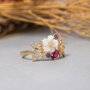14K Solid Gold Magnolia Ring Y244