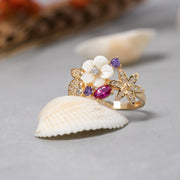 14K Solid Gold Magnolia Ring Y244