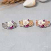 14K Solid Gold Magnolia Ring Y244