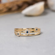 14K Solid Gold Evil Eye Ring Y243