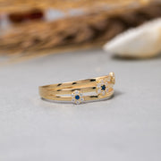 14K Solid Gold Evil Eye Ring Y243