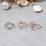 14K Solid Gold Moon And Star Ring Y251