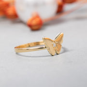14K Solid Gold Butterfly Ring Y247