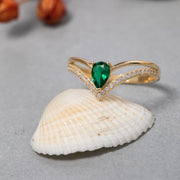 14K Solid Gold V Ring Y234