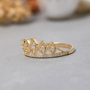 14K Solid Gold Crown Ring Y245
