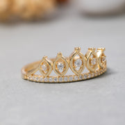 14K Solid Gold Crown Ring Y245