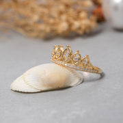 14K Solid Gold Crown Ring Y245