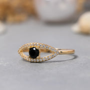 14K Solid Gold Evil Eye Ring Y242