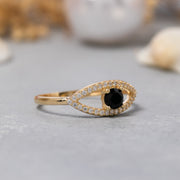 14K Solid Gold Evil Eye Ring Y242