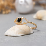 14K Solid Gold Evil Eye Ring Y242