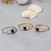 14K Solid Gold Evil Eye Ring Y242