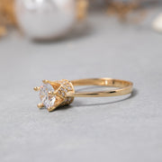 14K Solid Gold Crown Ring Y252