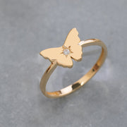 14K Solid Gold Butterfly Ring Y247