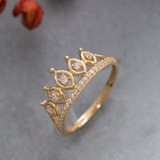 14K Solid Gold Crown Ring Y245