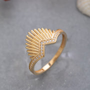 14K Solid Gold Sunshine Ring Y238